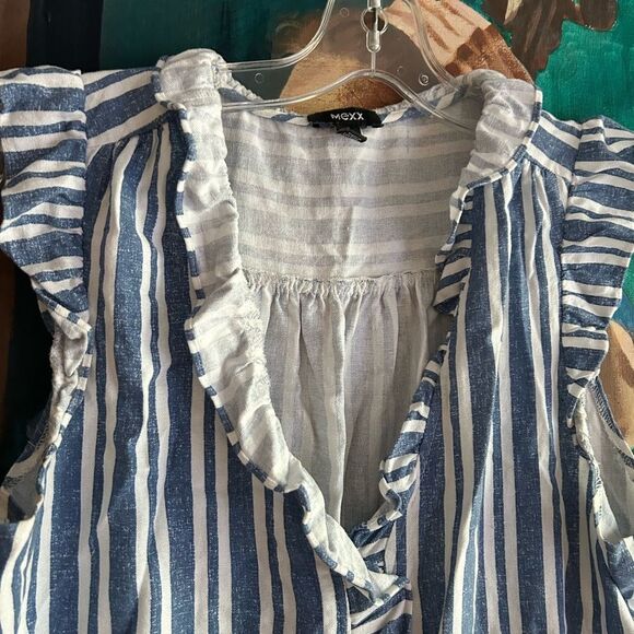 Mexx Light Blue and White Striped Top M - Picture 4 of 16